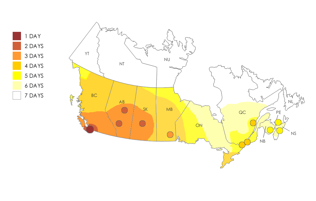 Estimated Canadian delivery times for Northwest Seat Covers