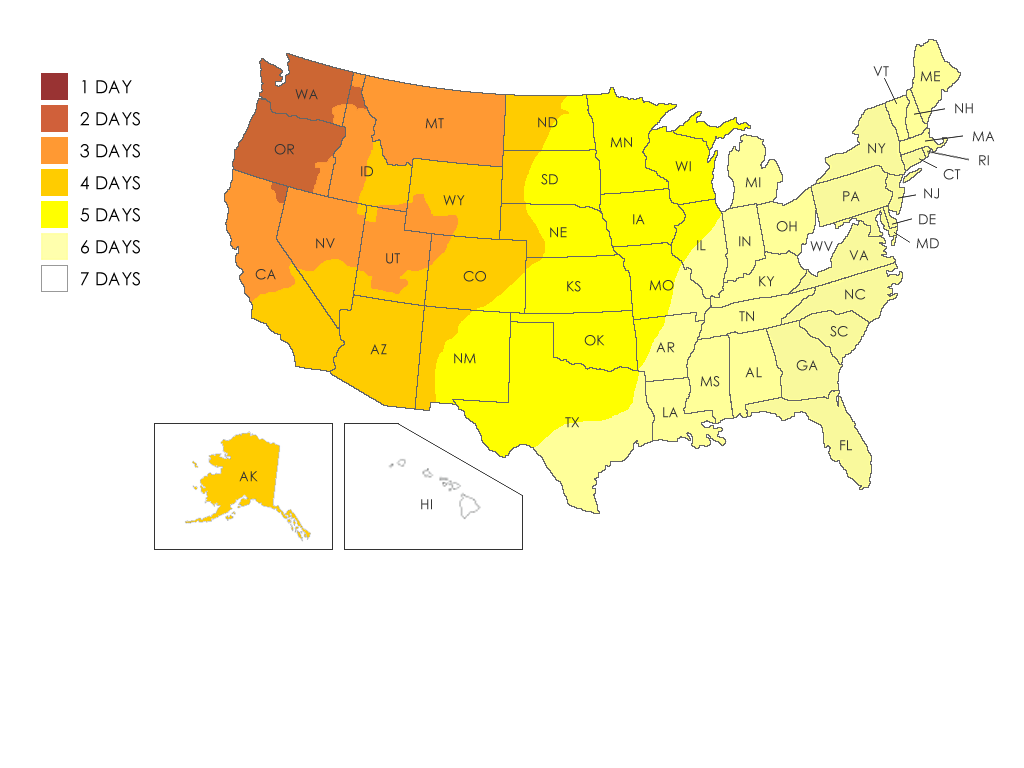 Estimated US delivery times for Northwest Seat Covers