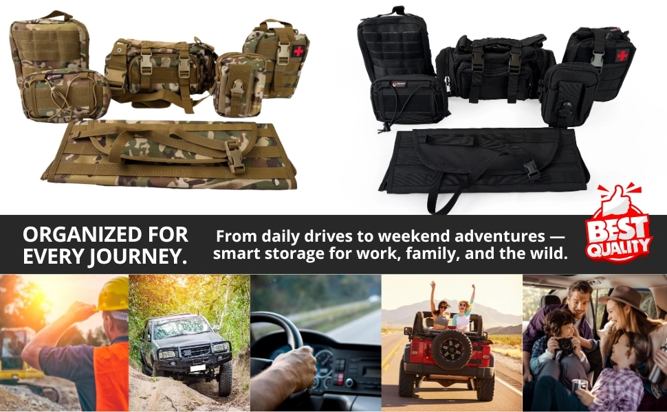 car seat organizer, automotive car seat organizer, tactical bag, backpack for trucks